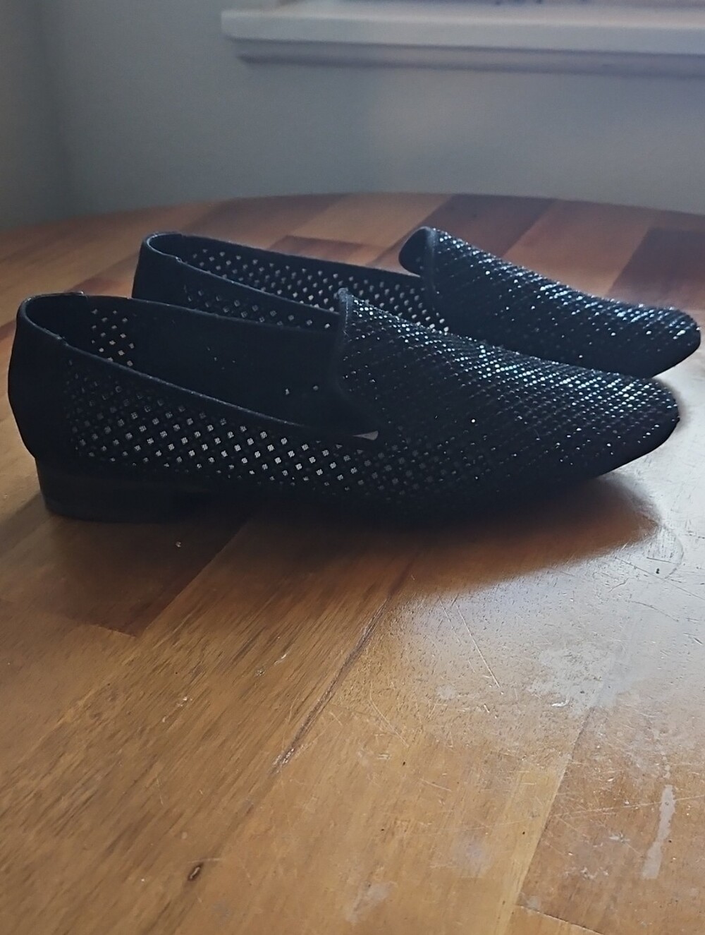 ANTONIO MELANI Black Perforated Slip-On Flats